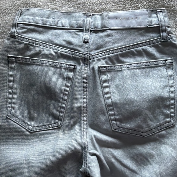 TopShop Metallic Silver 7/8 Length High Rise High Waisted Jeans Size Women’s 26 - Picture 3 of 5